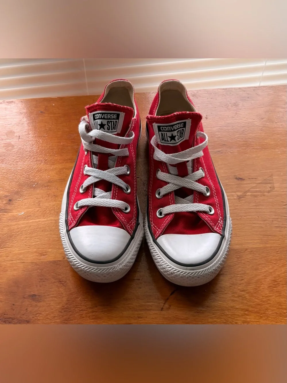 Converse Red Low-Top Canvas Sneakers with White Accents